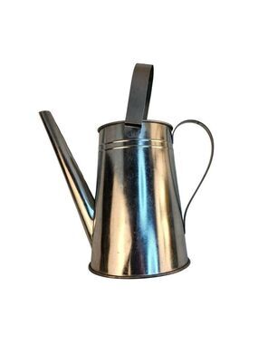 Silver Tin Watering Can With Long Spout & Movable Handle Wall Vase Country Gard